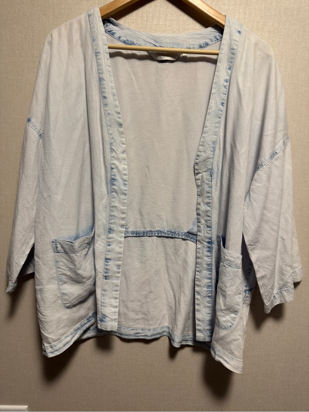 Nümph Kjerha Jacket 100% Lyocell Open Front Jacket Size 36 Light Blue Tencel